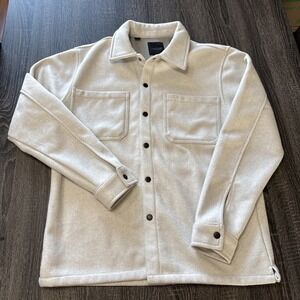 Joe's Jeans Full Snap Long Sleeve Shirt Men Medium Cream Shacket Pockets